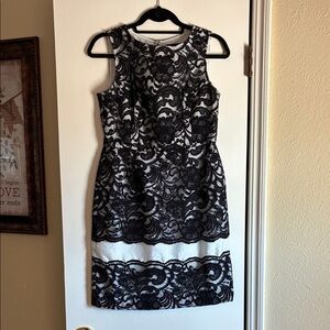 The Limited Black and White Lace Midi Dress